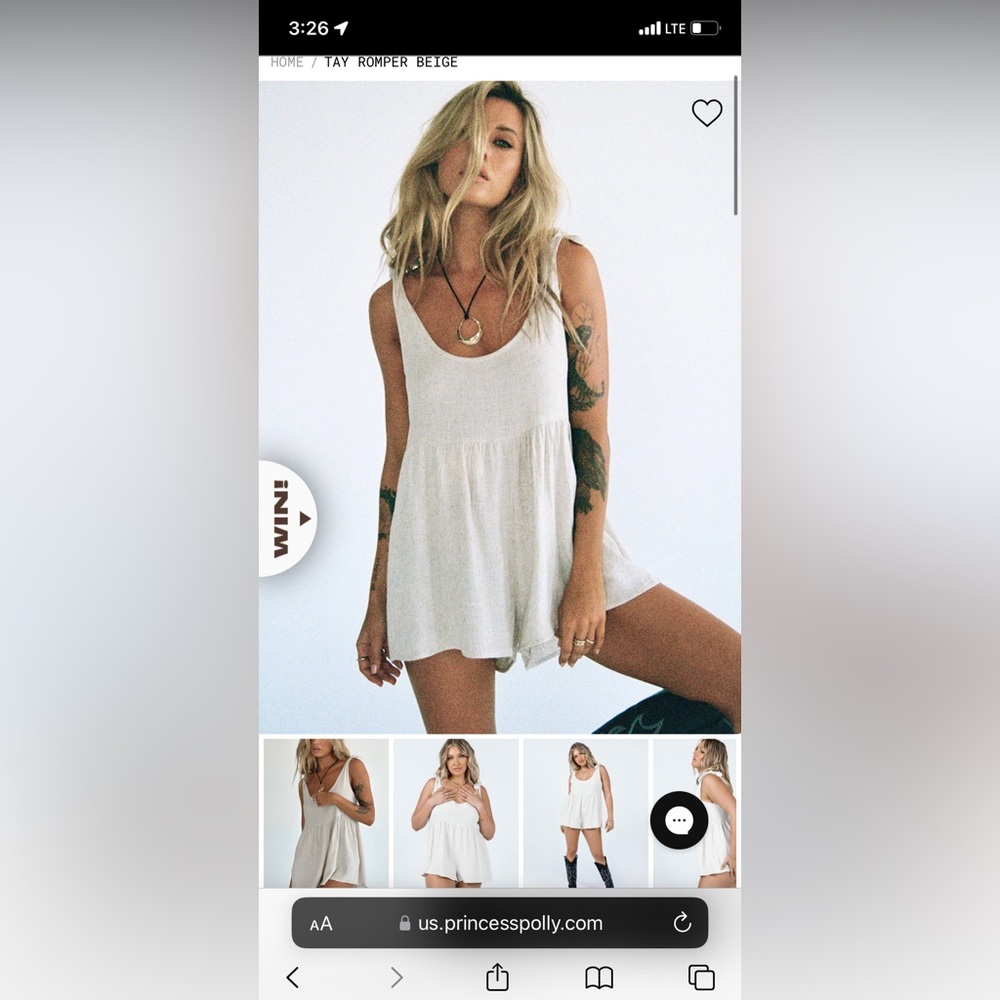 Princess Polly tay romper beige size medium